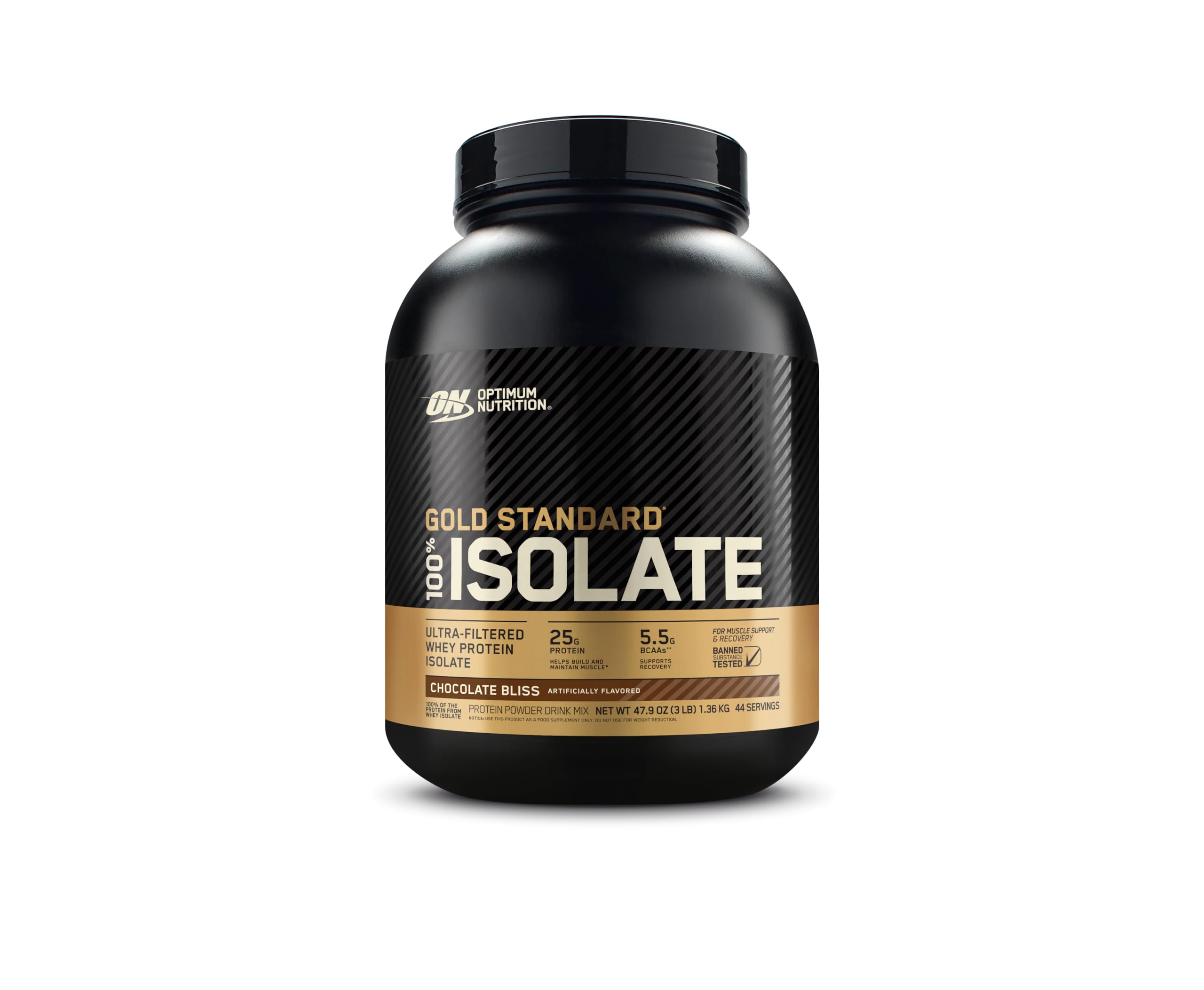 Optimum Nutrition envase frontal Chocolate Bliss mostrando diseño y tamaño