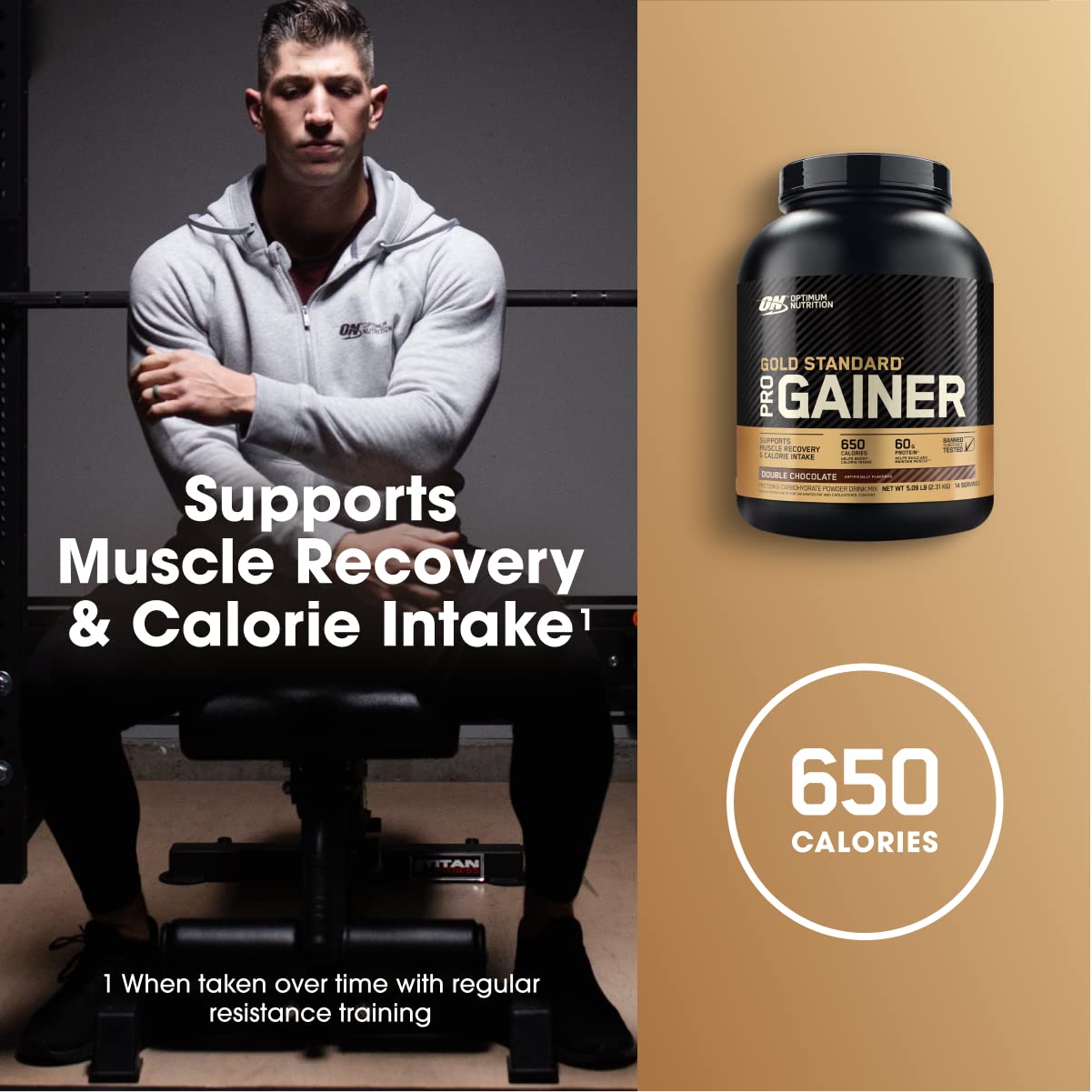 Optimum Nutrition comparación de tamaño 5 lb para visualización de cantidad