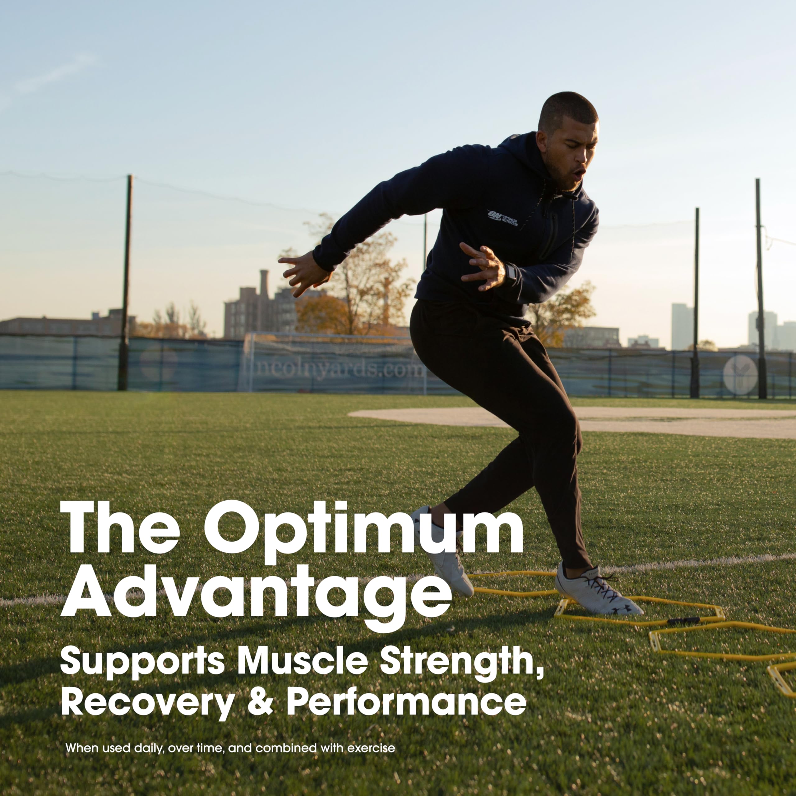 Optimum Nutrition vista lateral del empaque que destaca la presentación