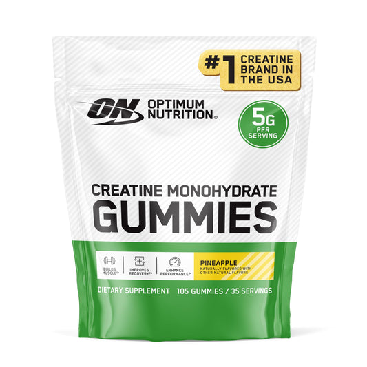 Optimum Nutrition frontal del envase mostrando cantidad y sabor para conveniencia