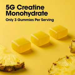 Optimum Nutrition tres gomitas colocadas para ilustrar la dosis de 5 g