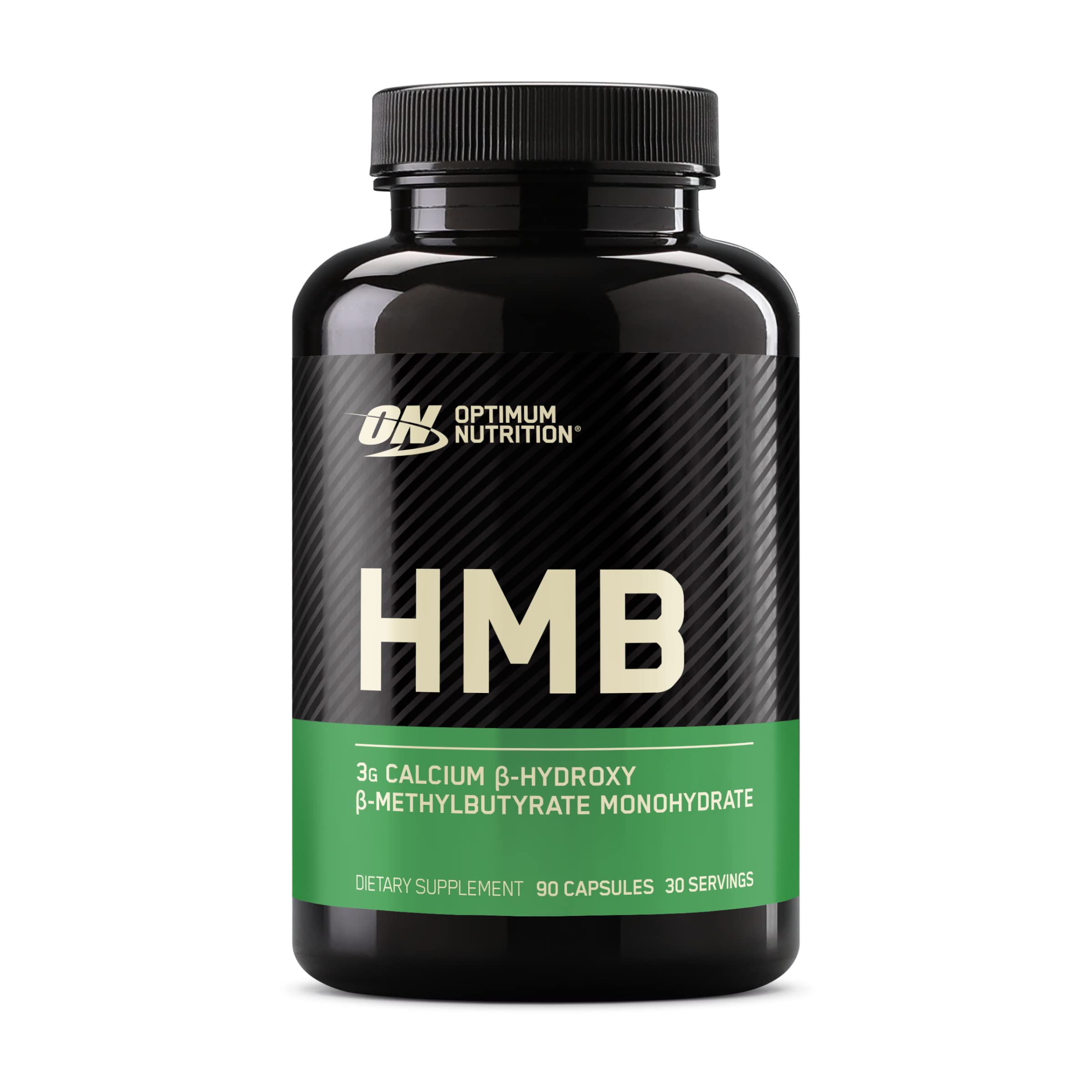 Optimum Nutrition frasco frontal con 90 cápsulas y dosis clara para recuperación