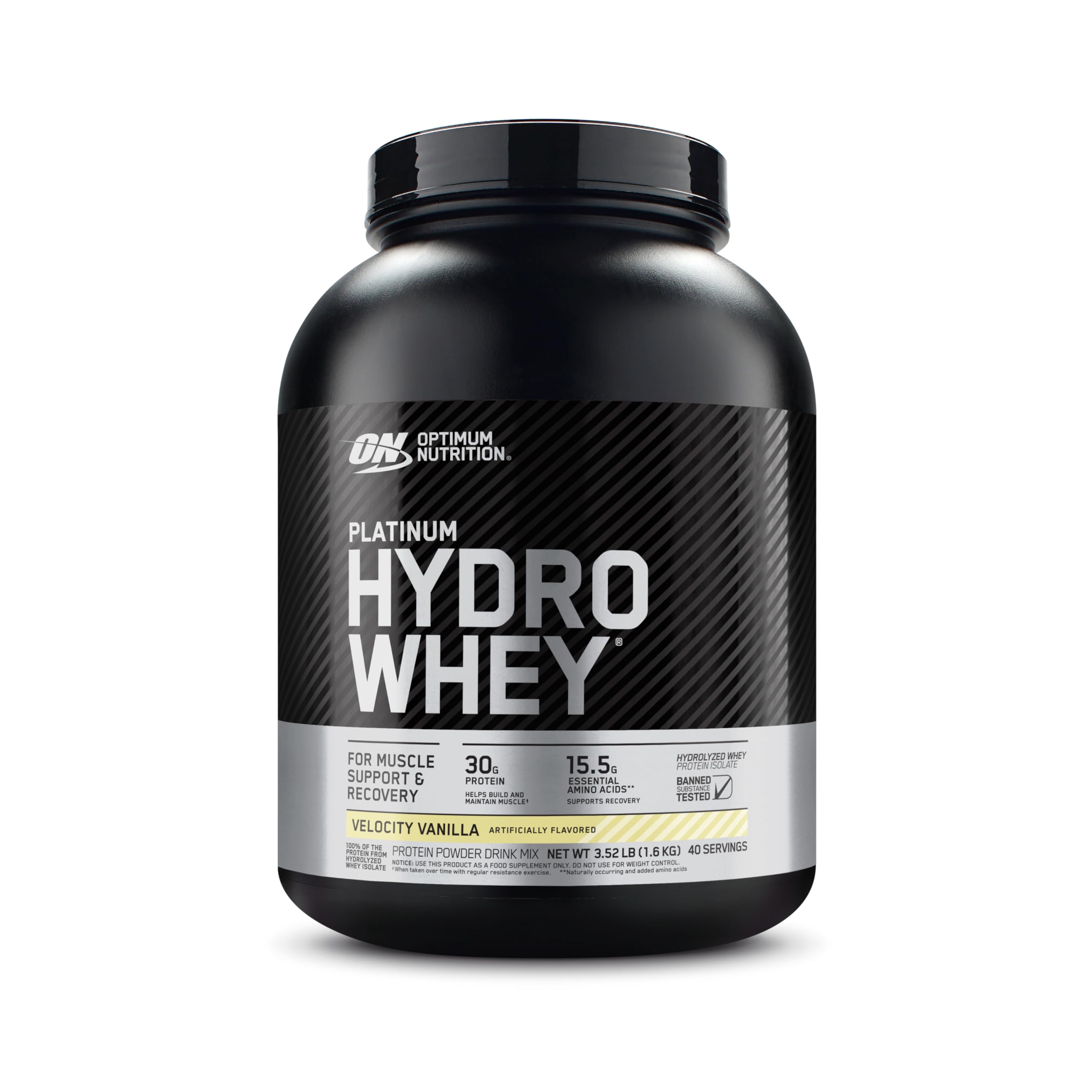 Optimum Nutrition envase frontal mostrando marca y beneficio de rápida absorción