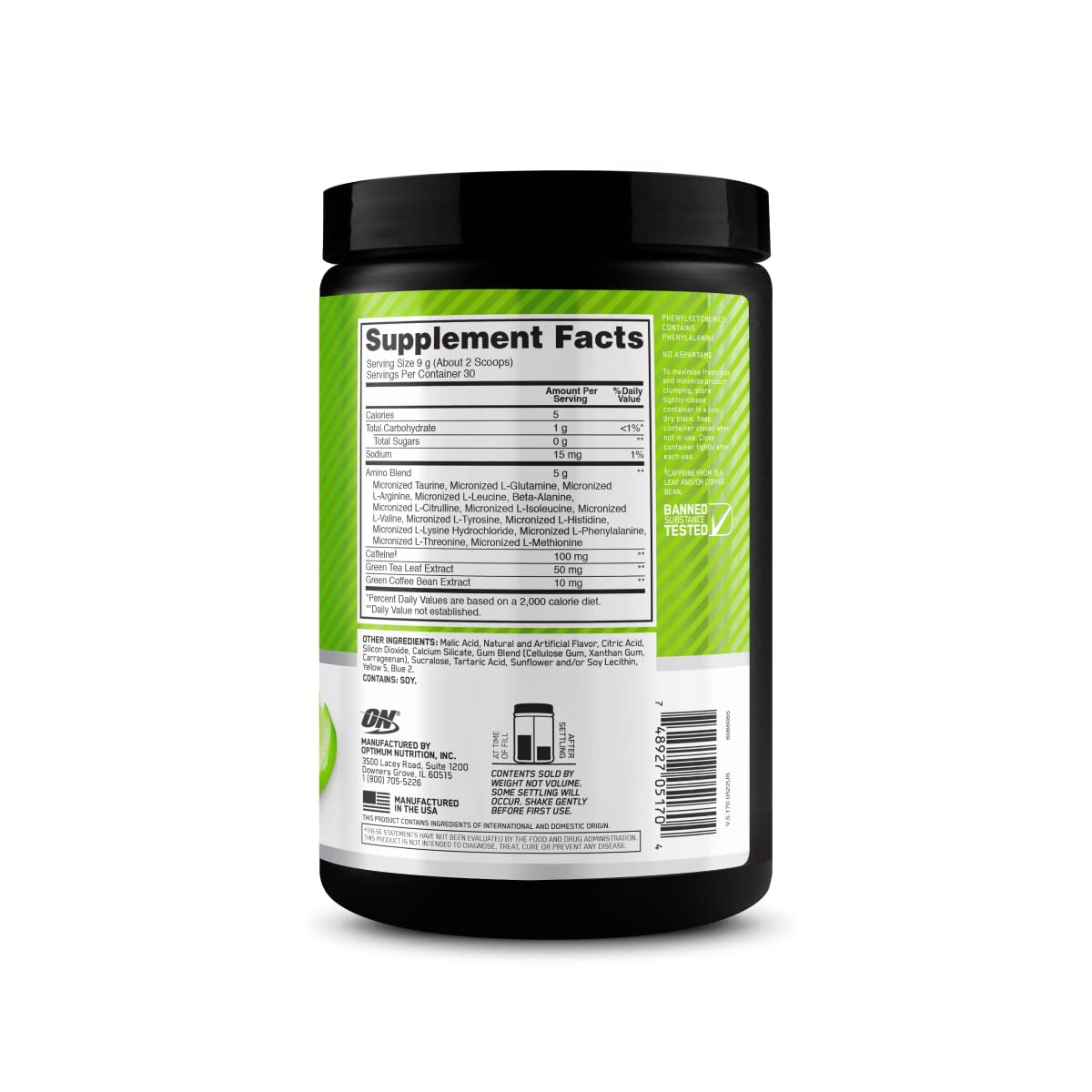 Extractos de té verde y café verde que aparecen con Optimum Nutrition aportando antioxidantes