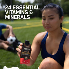 Optimum Nutrition vista lateral del packaging que comunica almacenamiento seguro
