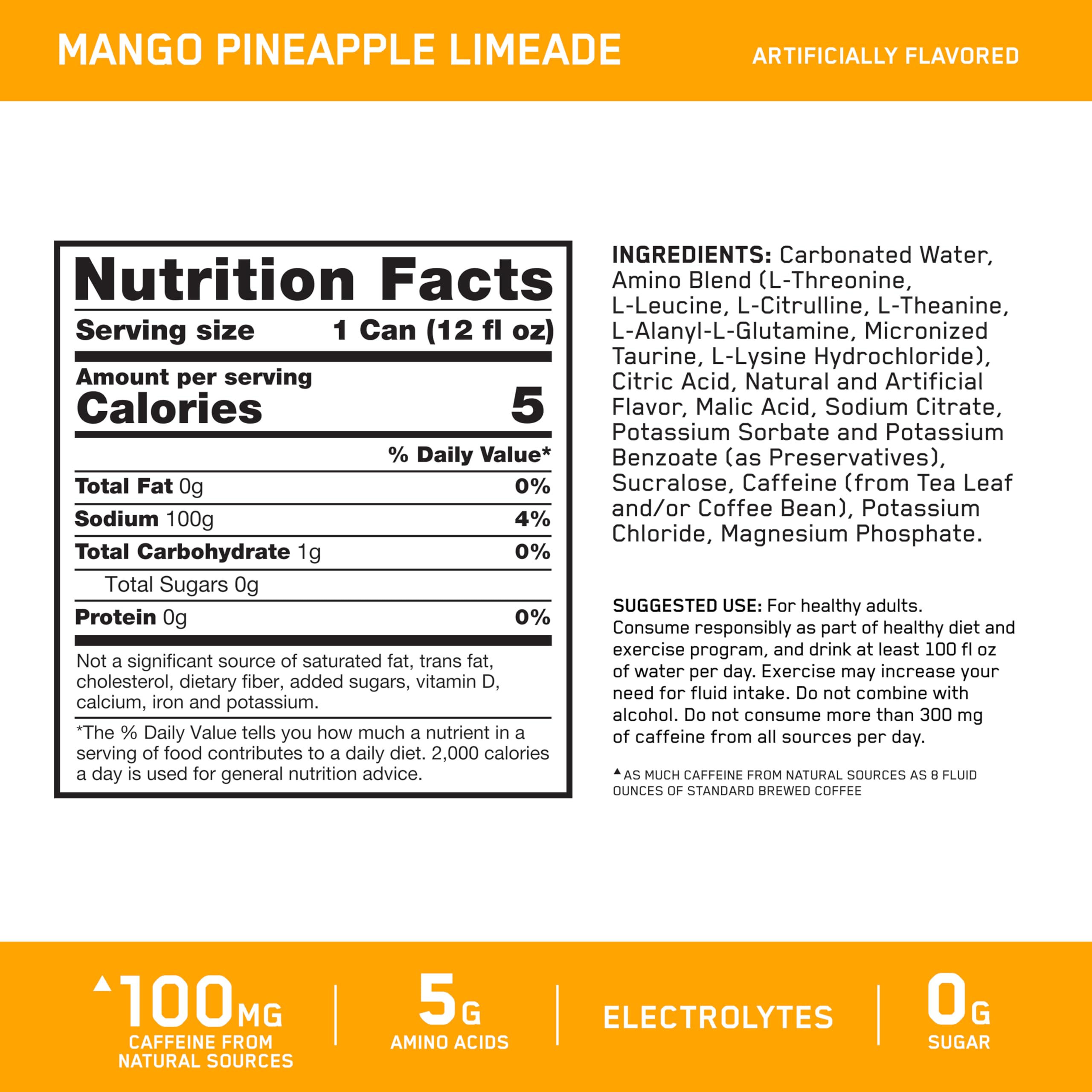 Optimum Nutrition etiqueta lateral con ingredientes y control de calidad