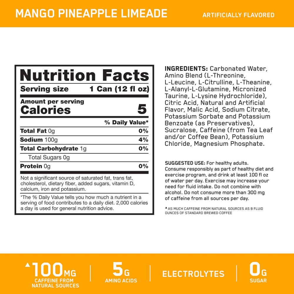 Optimum Nutrition etiqueta lateral con ingredientes y control de calidad