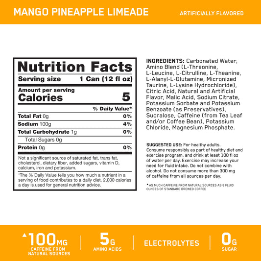 Optimum Nutrition etiqueta lateral con ingredientes y control de calidad