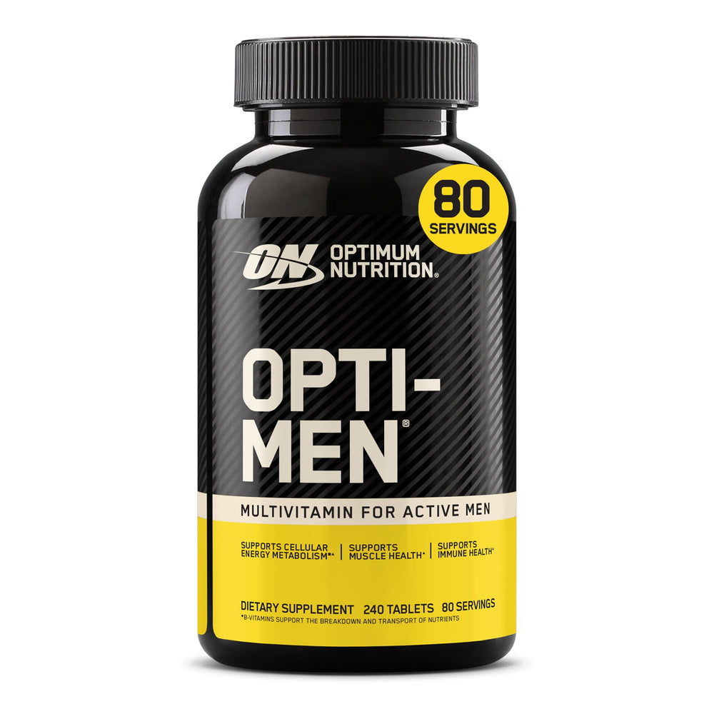 Optimum Nutrition Opti-Men vista frontal del envase que facilita identificación y confianza