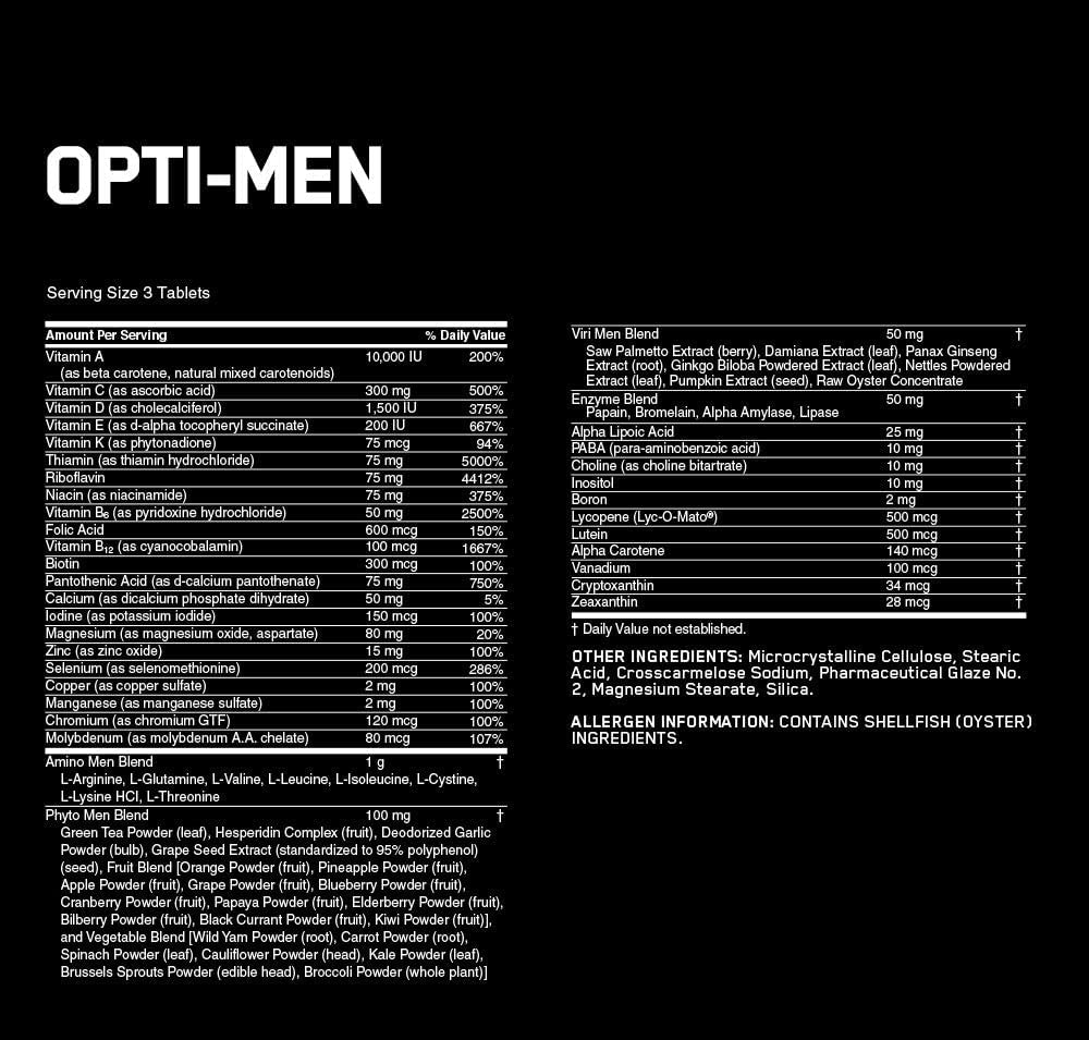 Optimum Nutrition Opti-Men Phyto-Blend con concentrados de frutas y verduras para antioxidantes