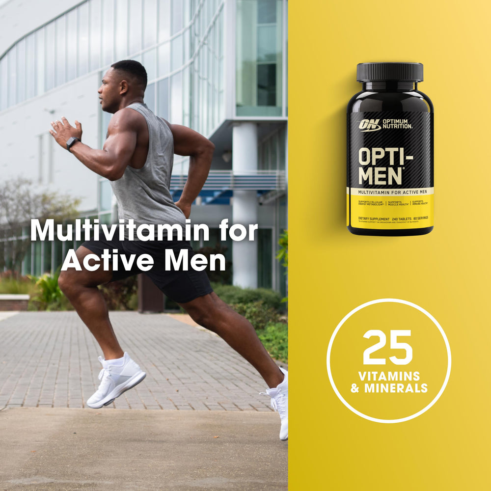 Optimum Nutrition Opti-Men comparación de tamaño de las tabletas con mano