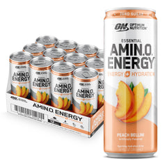 Optimum Nutrition lata Peach Bellini frente mostrando diseño y fácil consumo