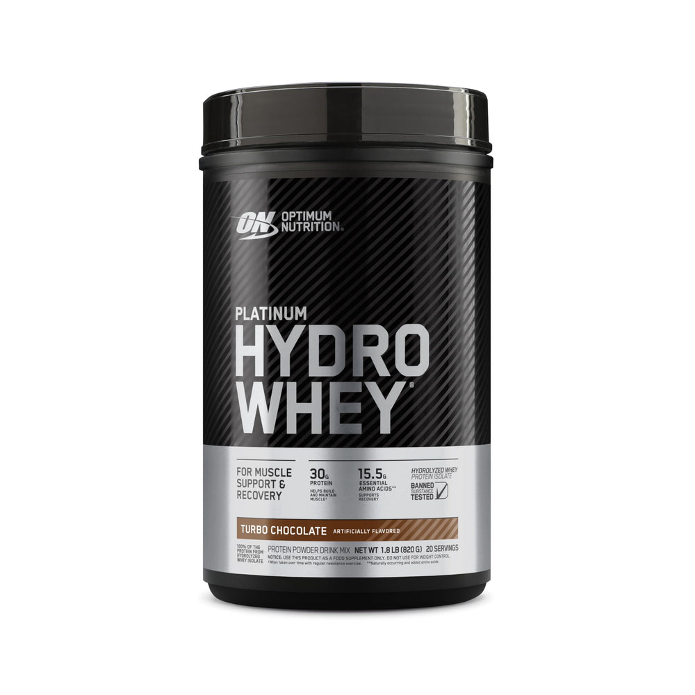 Optimum Nutrition tarro frontal mostrando diseño y tamaño, identificable y práctico