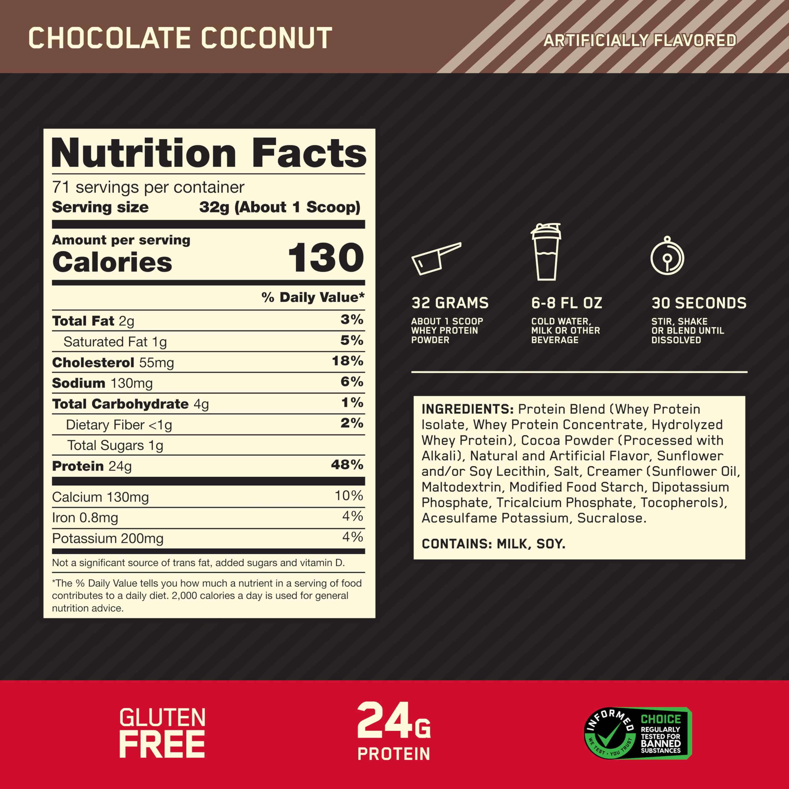 Optimum Nutrition primer plano del polvo con textura fina y fácil disolución
