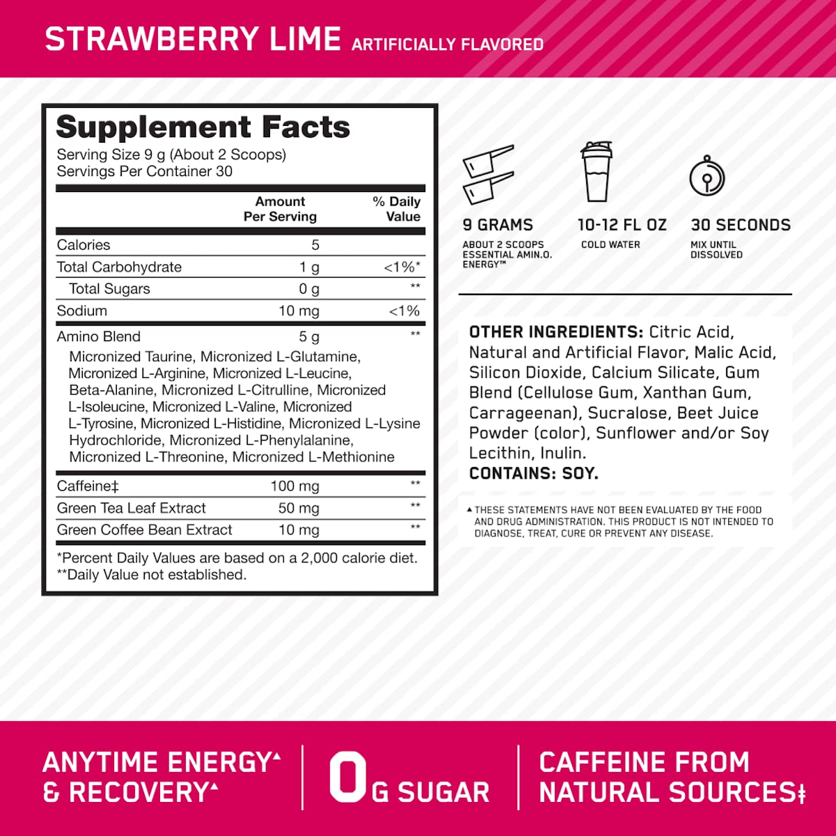 Optimum Nutrition primer plano del polvo para apreciar textura y solubilidad