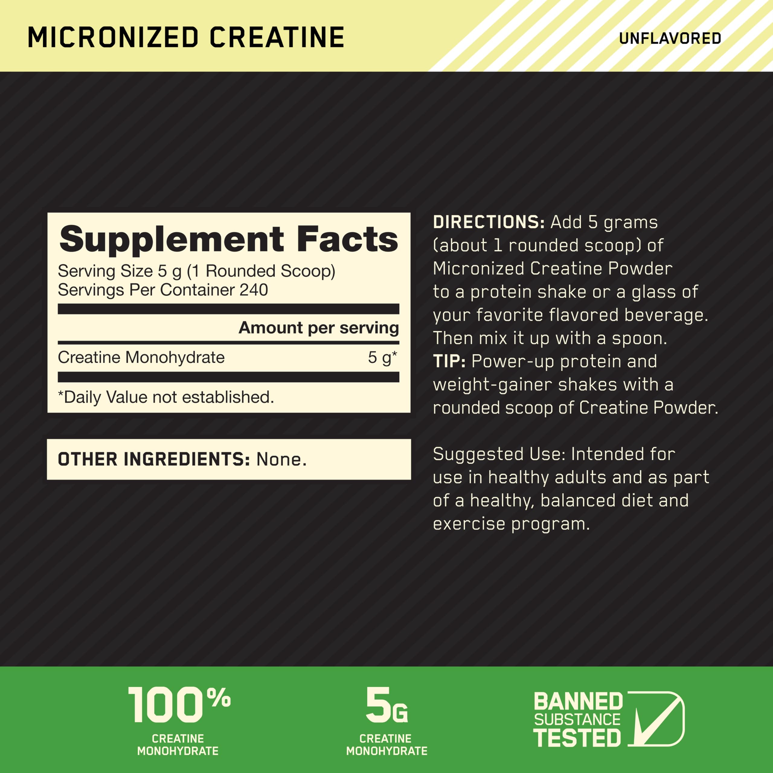 Optimum Nutrition polvo en primer plano que muestra textura fino y fácil mezcla