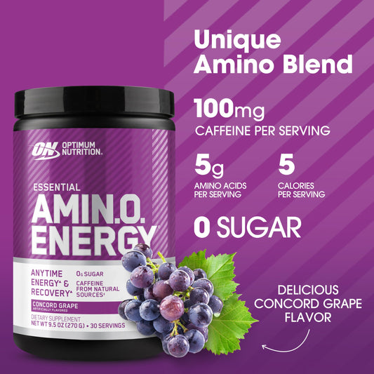 Optimum Nutrition polvo morado textura fina, beneficio disolución rápida en agua