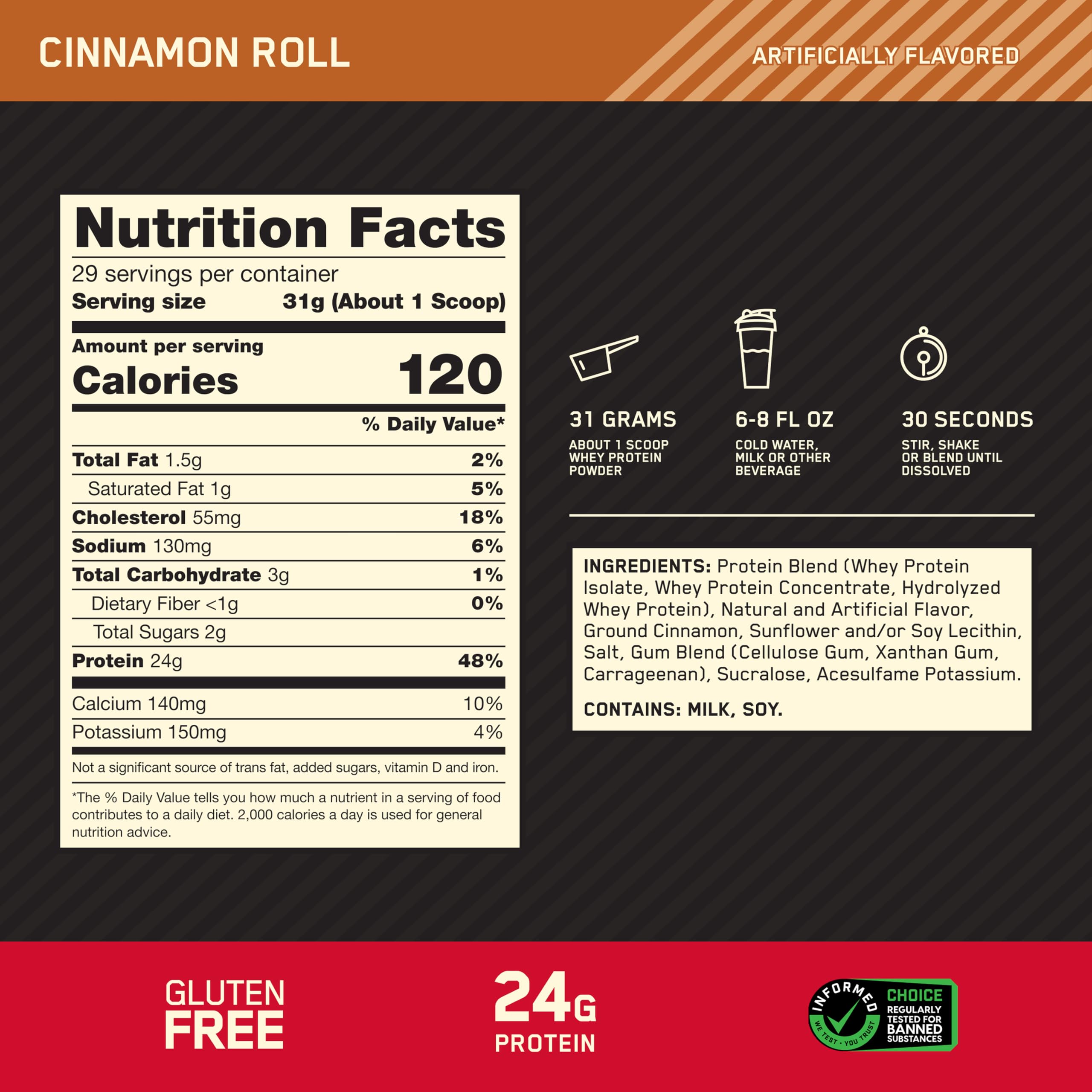 Optimum Nutrition polvo en cuchara resaltando textura fina y mezcla rápida