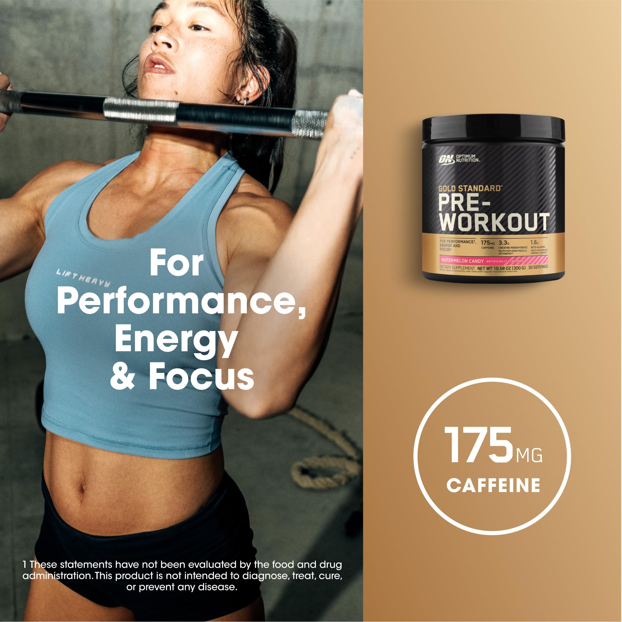 Cucharita con porción de Optimum Nutrition indicando 3 g de creatina