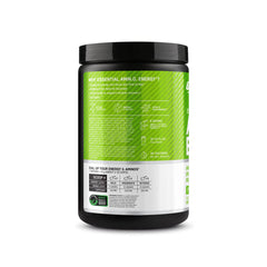 Envase de Optimum Nutrition al lado de una botella para comparar tamaño y servicio