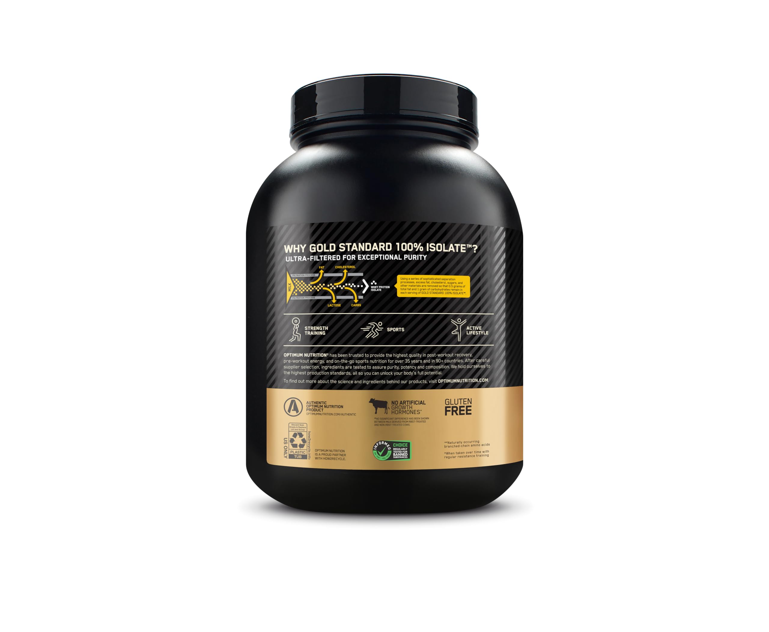 Batido proteico Optimum Nutrition mezclado con frutas mostrando versatilidad