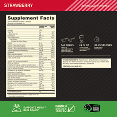 Optimum Nutrition batidora mezclando Serious Mass para batido cremoso