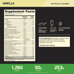 Cuchara medidora en polvo Serious Mass Optimum Nutrition indicando dosificación simple
