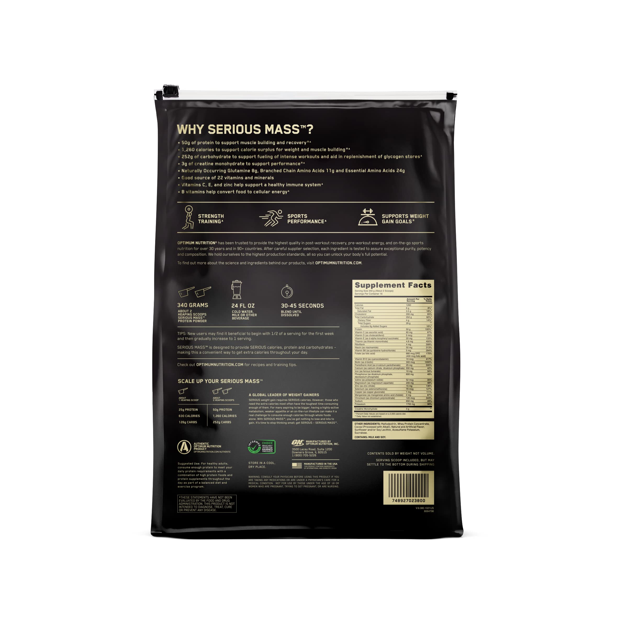 Optimum Nutrition table con ingredientes añadidos para un desayuno energético