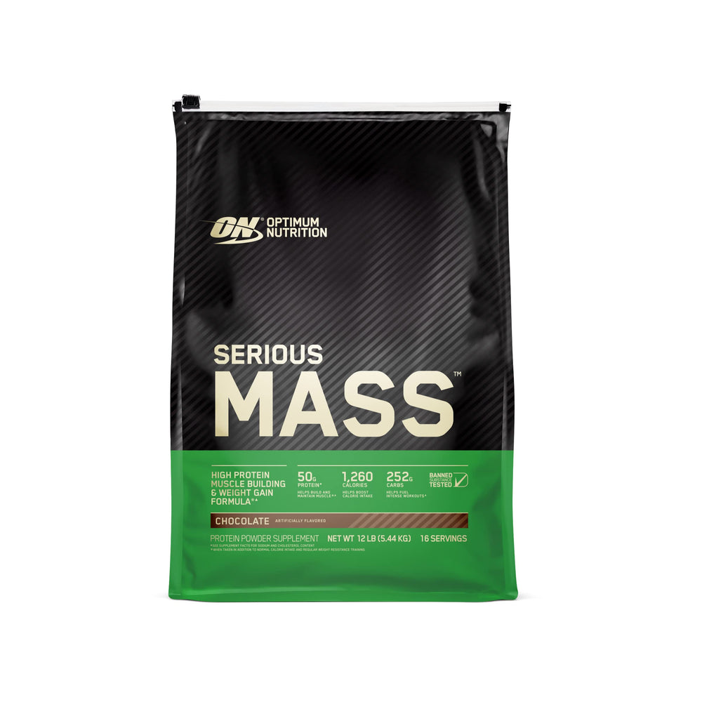 Optimum Nutrition envase frente mostrando tamaño 12LB y uso práctico