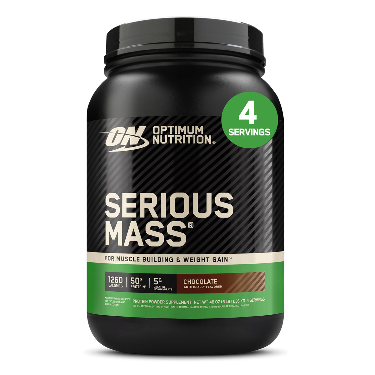 Optimum Nutrition tarro frontal mostrando tamaño y sabor chocolate