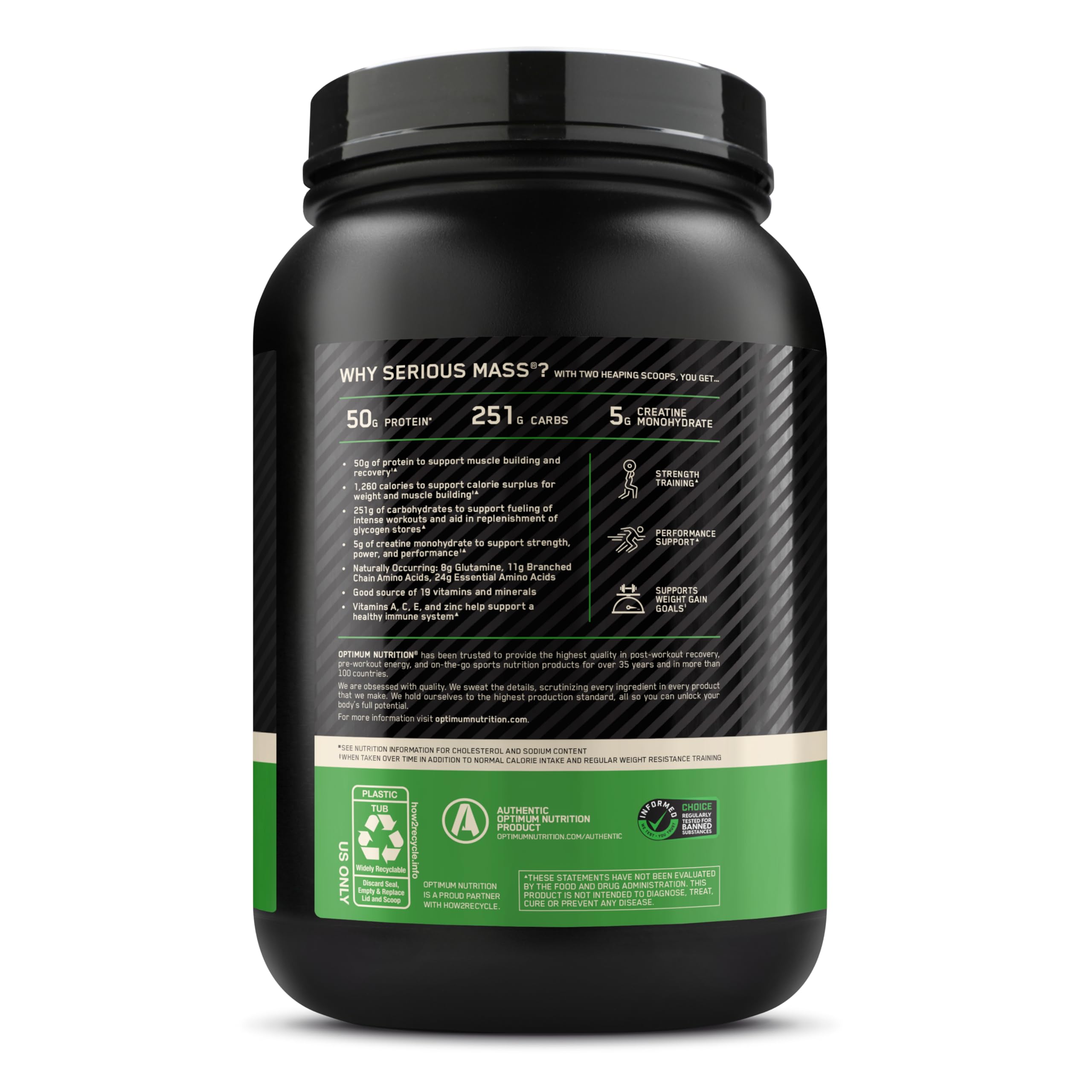 Optimum Nutrition suplemento junto a equipo de gimnasio para uso