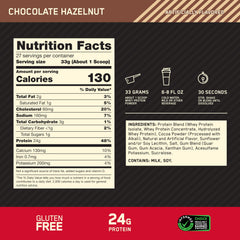 Batido preparado Optimum Nutrition Chocolate Hazelnut en vaso, sabor apetitoso y recuperación conveniente