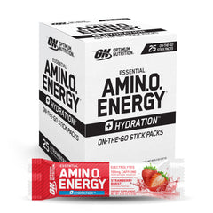 Optimum Nutrition frente del envase Strawberry Burst muestra conveniencia
