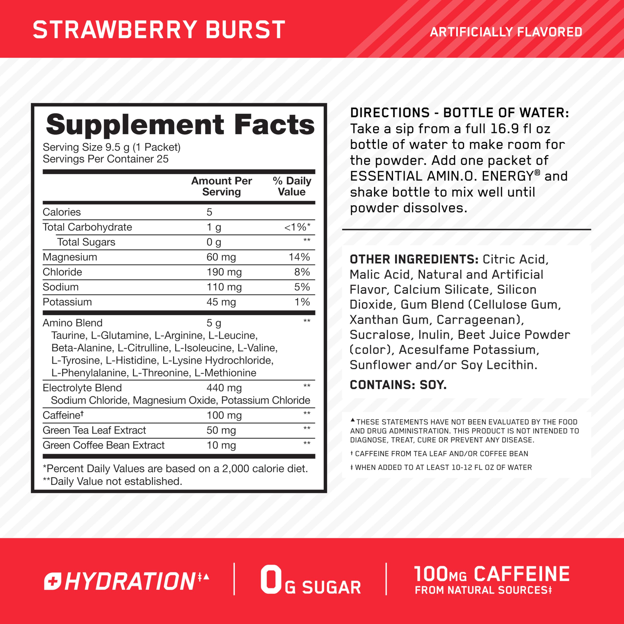 Optimum Nutrition textura en polvo Strawberry Burst disolución rápida