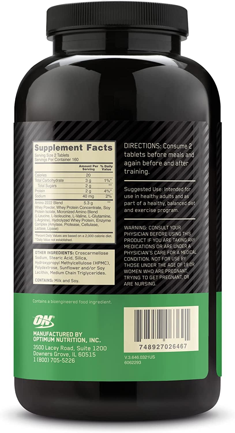 Optimum Nutrition tabletas en bolso de gimnasio listas para uso en entrenamiento