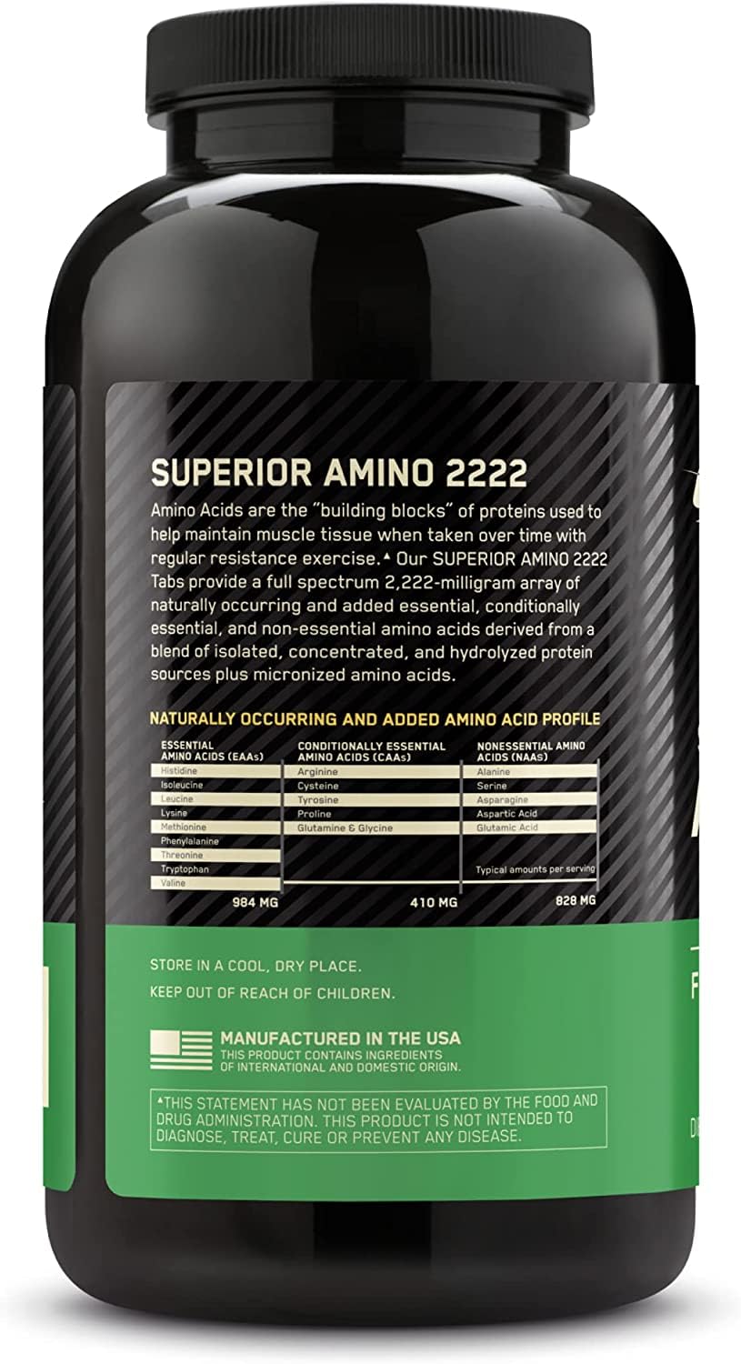 Optimum Nutrition gráfico de ingredientes resaltando EAAs y L-carnitina