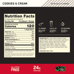 Batido preparado con Optimum Nutrition en vaso demostrando consumo fácil tras el entrenamiento