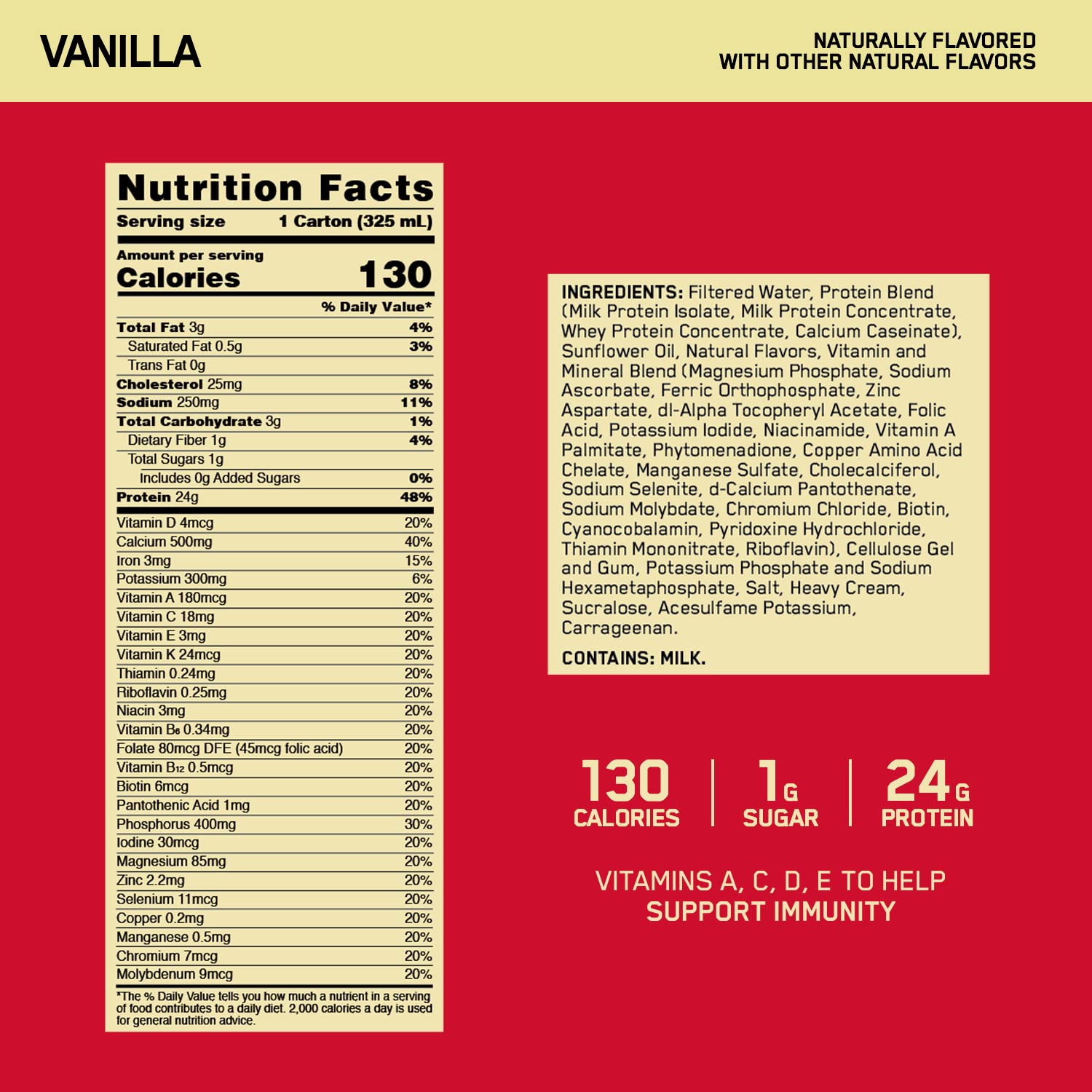 Optimum Nutrition textura del batido vainilla en vaso que resalta cremosidad y sabor