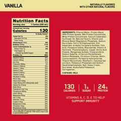 Optimum Nutrition textura del batido vainilla en vaso que resalta cremosidad y sabor