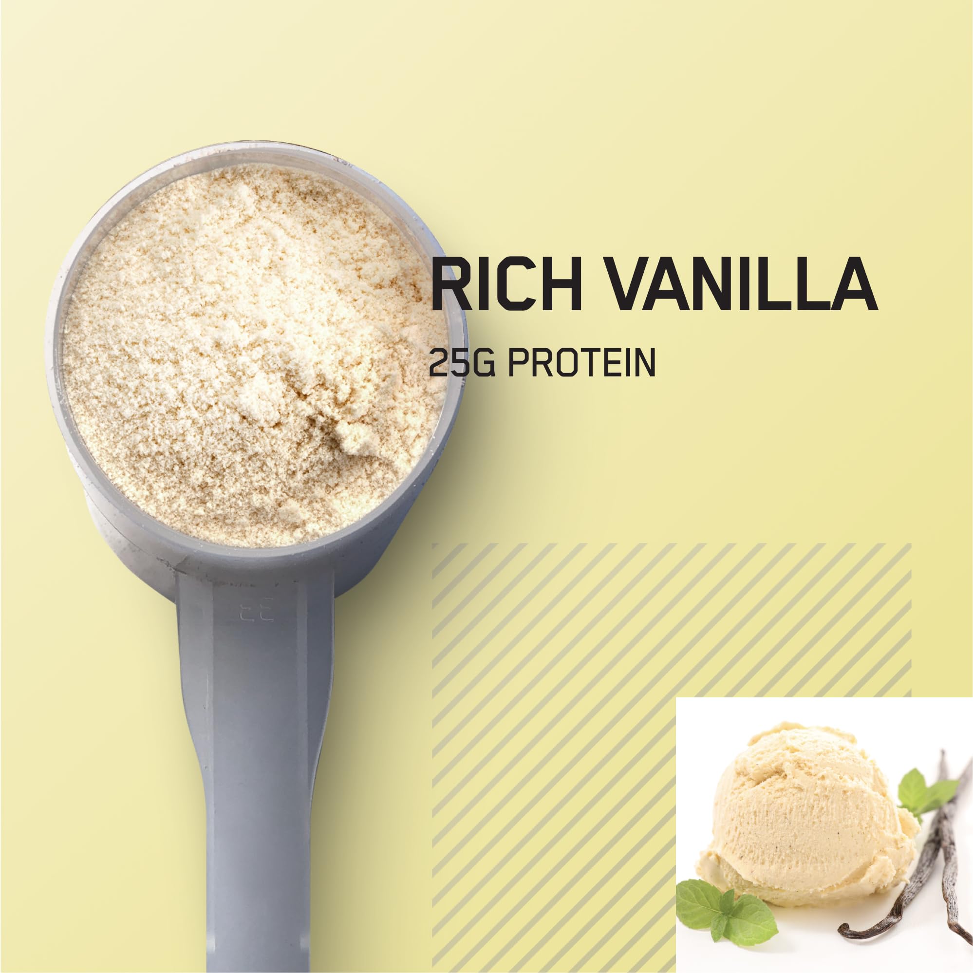 Optimum Nutrition primer plano del polvo fino, ideal para disolución rápida