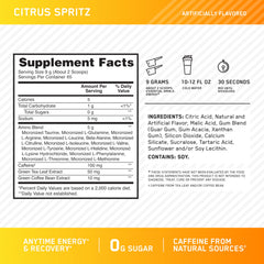 Optimum Nutrition detalle del polvo Citrus Spritz, textura fina fácil mezclar