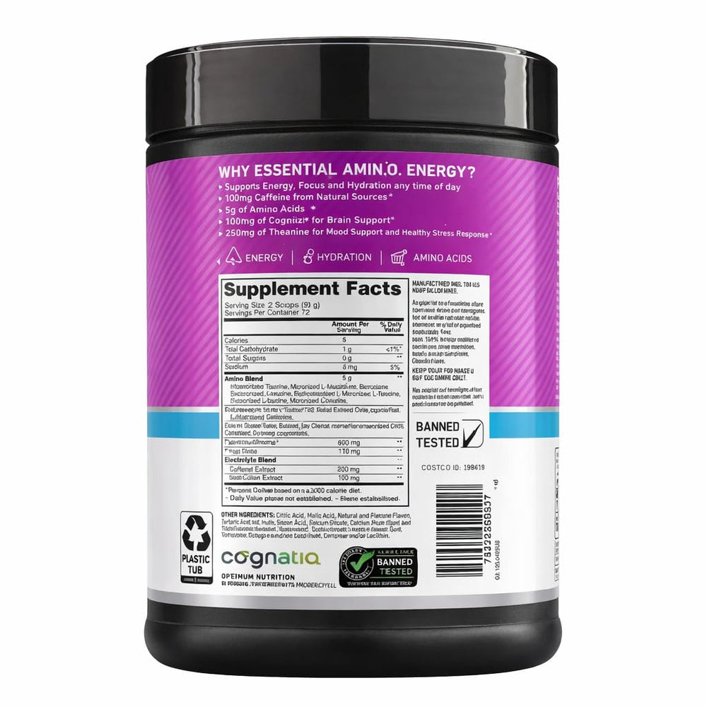 Optimum Nutrition vaso con polvo disolviéndose para energía instantánea