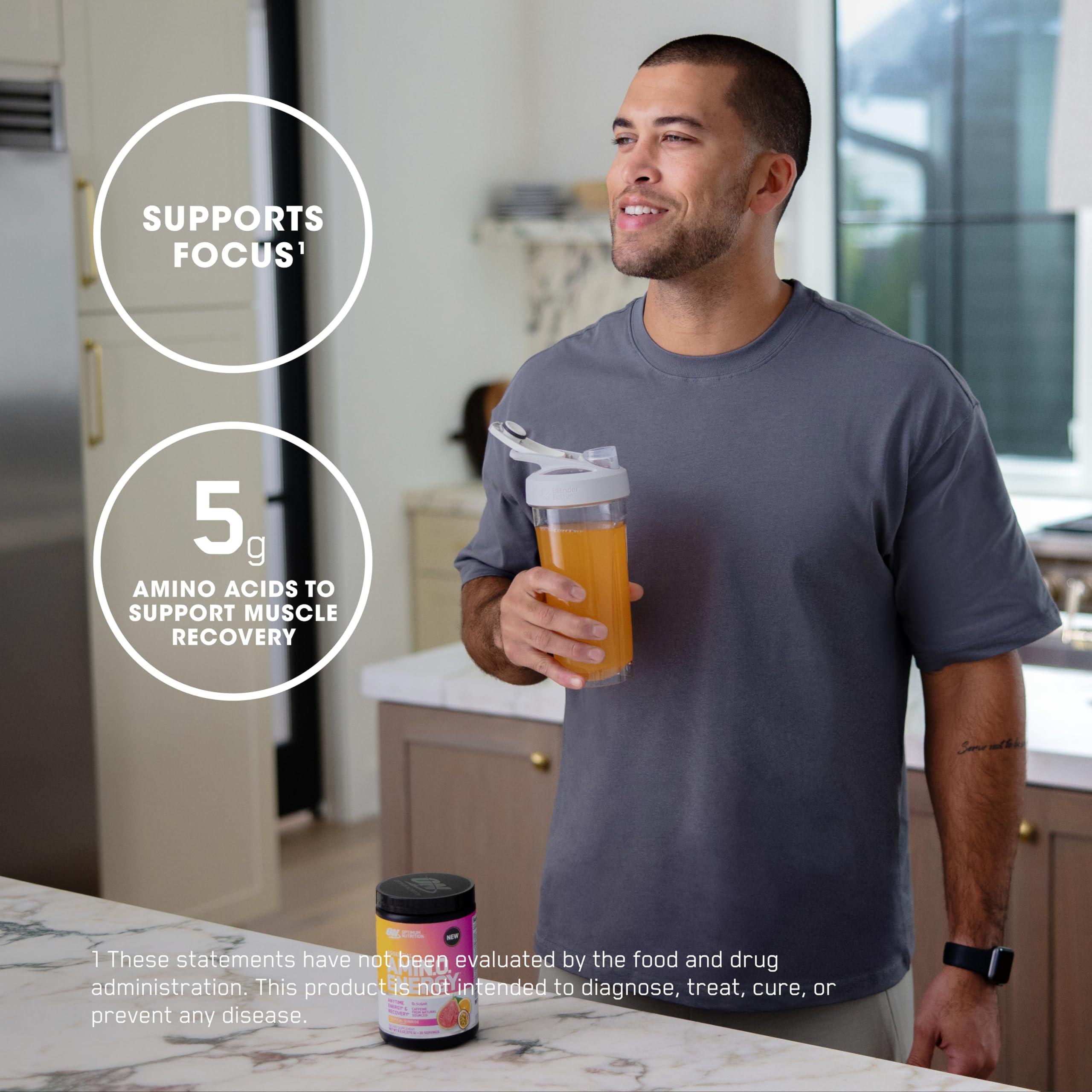 Optimum Nutrition bebida mezclada en vaso, energía rápida para entrenar