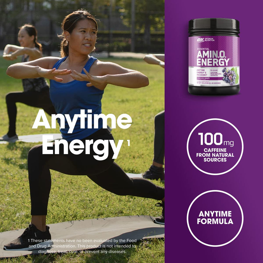 Optimum Nutrition vaso con bebida mezclada y energía inmediata al usar