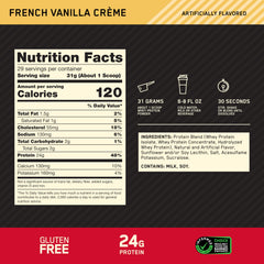 Optimum Nutrition batido mezclado en vaso listo para recuperación tras entrenamiento