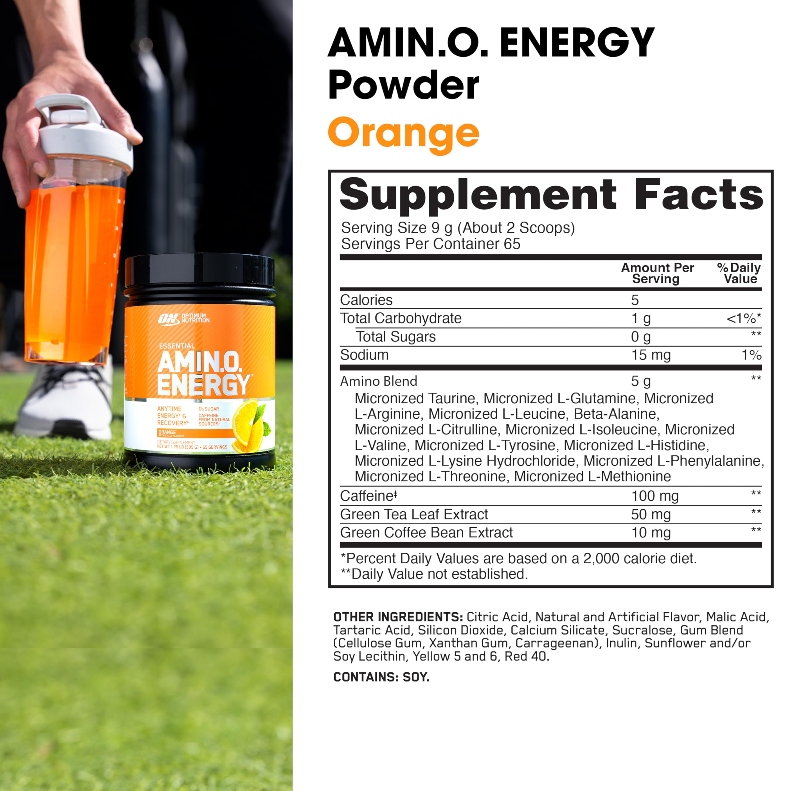 Bebida preparada Optimum Nutrition Orange Cooler refrescante y energizante