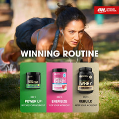 Optimum Nutrition botella en gimnasio mostrando uso práctico tras ejercicio