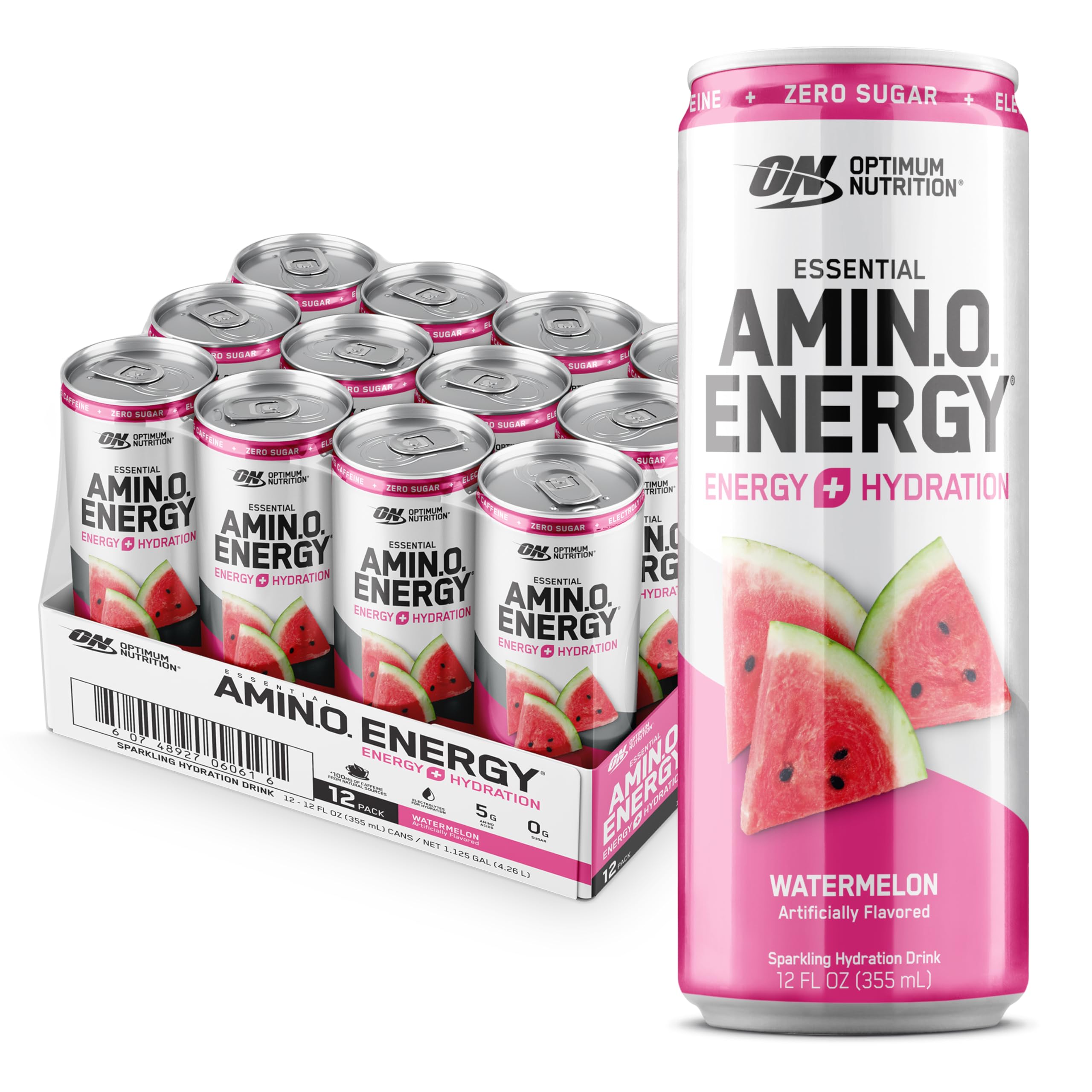 Optimum Nutrition lata frente mostrando sabor Watermelon y beneficio refrescante