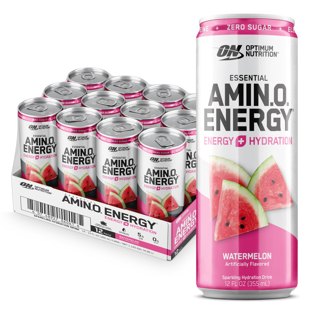 Optimum Nutrition lata frente mostrando sabor Watermelon y beneficio refrescante