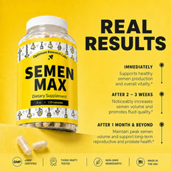 Optimum Research Labs Semen Max envase abierto con cápsulas listas para tomar